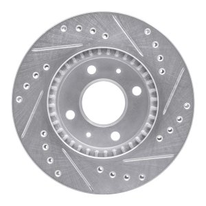 Nissan Lucino Brake Rotor (1) - Front Left - R1 Concepts - Drilled & Slotted - Silver - `95-`00